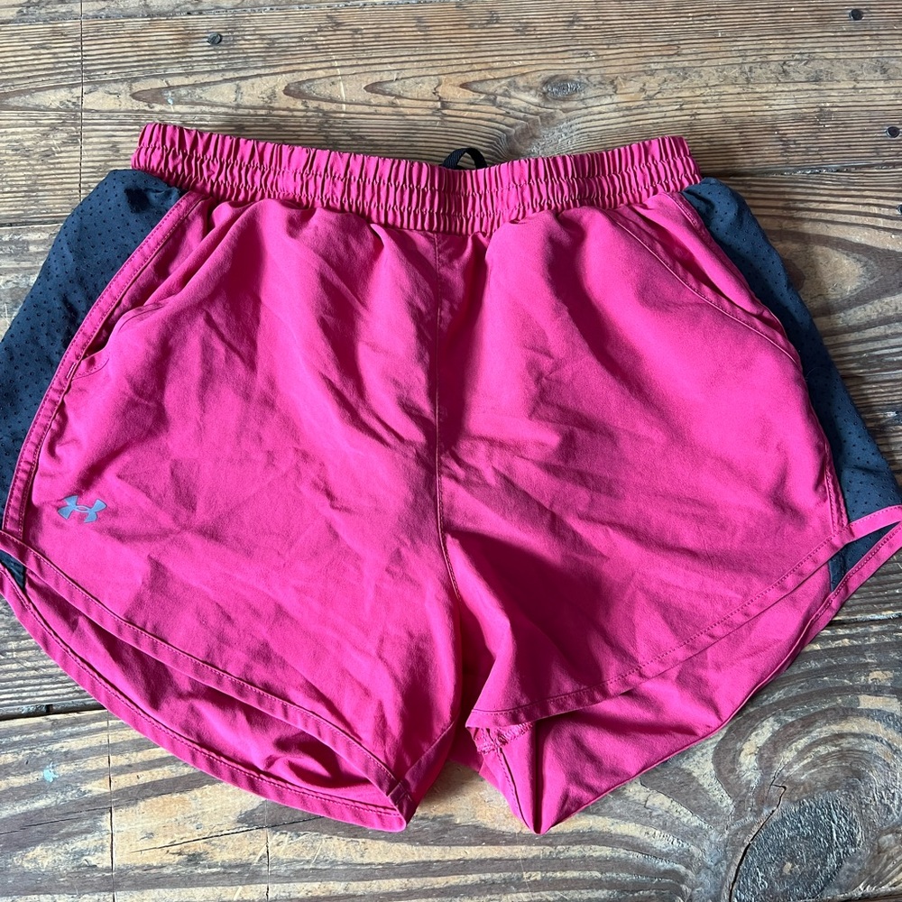 Under Armour Women's Vibrant Pink and Black Athletic Shorts